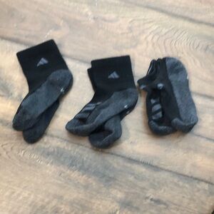 Adidas Black and Gray Socks Set of 3, Boy’s Medium
